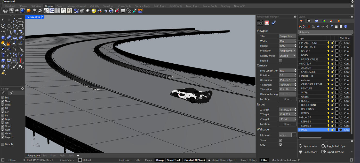 Modeling automotive circuit on Rhino 8.